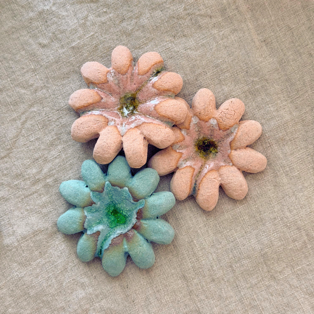 陶器のお花 3set